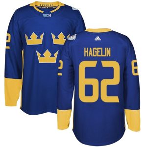 Miehille NHL Ruotsi Team #62 Carl Hagelin Authentic kuninkaallisen sininen Vieras 2016 World Cup